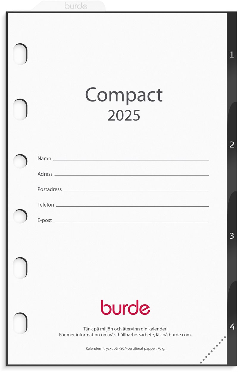 Kalender 2025 Compact grundsats